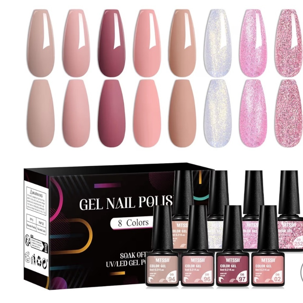 NWT MTSSII 8PCS Gel Nail Polish Set, Soak Off Gel Nail Polish Set - 8 Colors